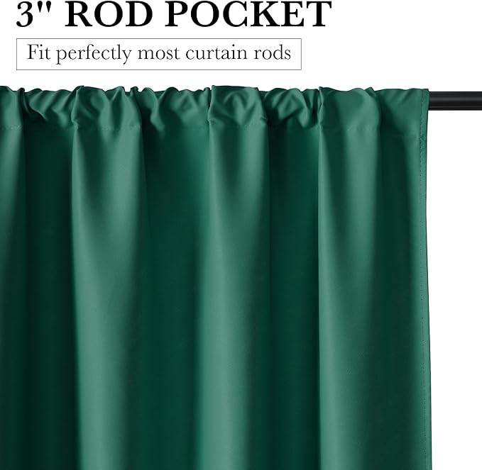 RYB HOME 100% Blackout Short Curtains for Small Window, Thermal Insulated Total Room Darkening Noise Reducing Curtains for Basement Bathroom RV Cars, 29 inches Wide by 30 inches Long, Dark Green
