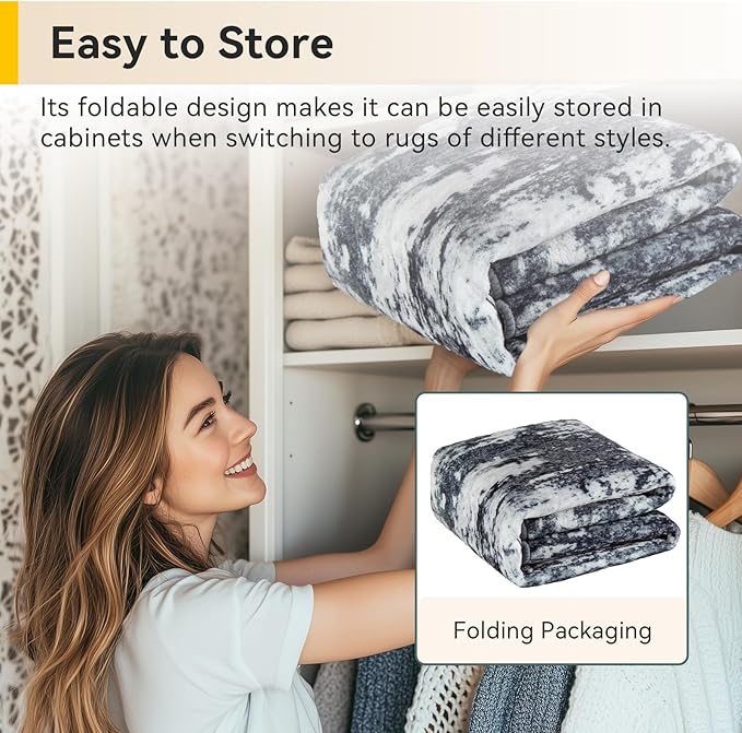 Washable Area Rugs 9'x12' Non-Slip Modern Abstract Soft for Living Room Entryway Bedroom Nursery, Print Pattern, Black Navy Blue Gray