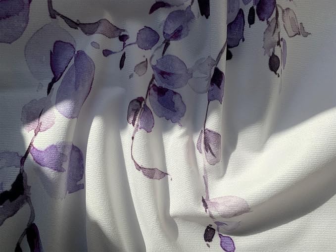 Watercolor Purple Leaves Window Valance for Bedroom Living Room, Lavender Leaf Vine Plant Curtains Valanes for Windows, 3" Rod Pocket Window Treatment for Home Decorations, 54 x 18 Inch, 1 Panel