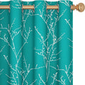 Deconovo Blackout Curtains, Thermal Insulated Soundproof Drapes with Tree Foil Print, 52 x 72 Inch, Set of 2, Machine Washable Window Curtain for Bedroom Living Room Nursery Kitchen Office, Turquoise