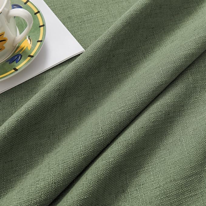 Joydeco Linen Curtains 108 Inch Length 2 Panel Sets,Light Filtering Curtains for Bedroom 52 Inch Wide Living Room Drapes with Back Tabs & Rod Pockets (W52 x L108 Inch, Loden)