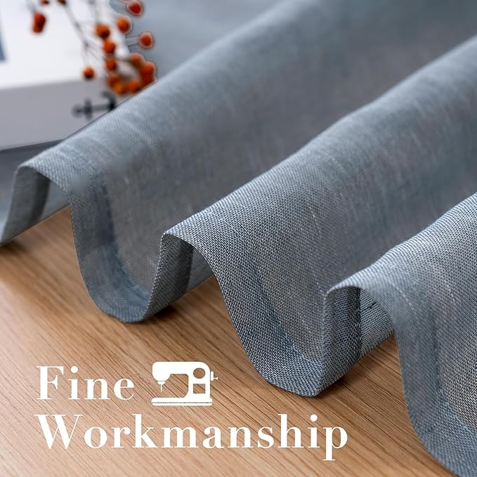 H.VERSAILTEX Linen Semi Sheer Curtains 72 inch Length Energy Saving Easy Care Privacy Protection Nickel Grommet Window Panels/Drapes for Nursery Room/Living Room (Set of 2, Denim)