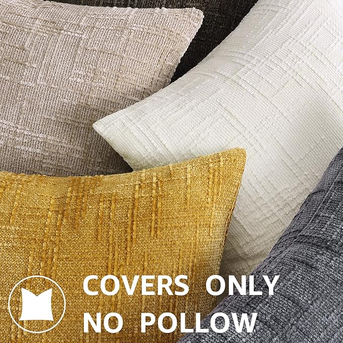decorUhome Dark Brown Chenille Euro Sham Throw Pillow Covers 24x24 Set of 2 Textured Soft Cozy Slubby Couch Pillow Covers Modern Farmhouse Boho Decorative Pillow Cases for Bed Sofa Living Room