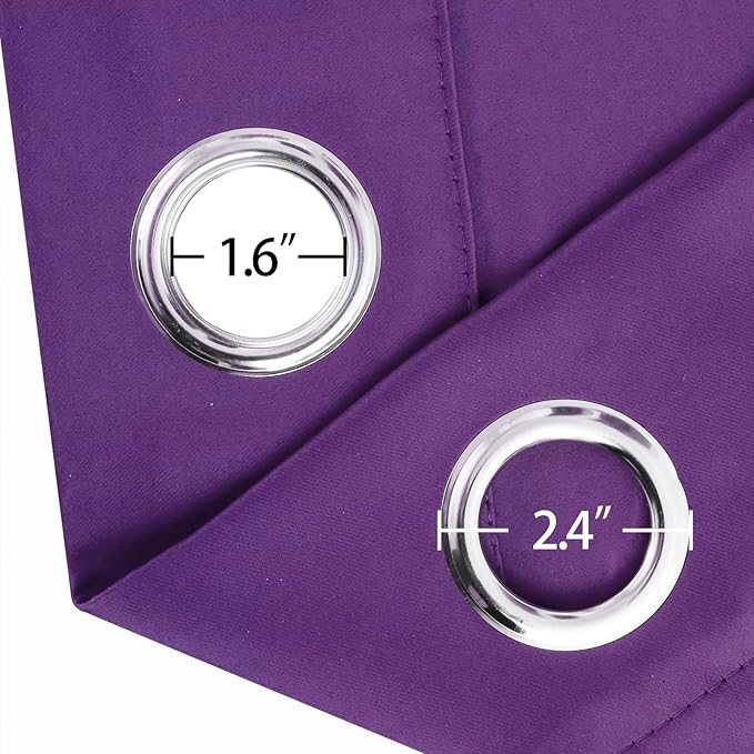 LEMOMO Purple Blackout Curtains 42 x 54 Inch Length Set of 2 Panels Grommet Bedroom Curtains for Living Room