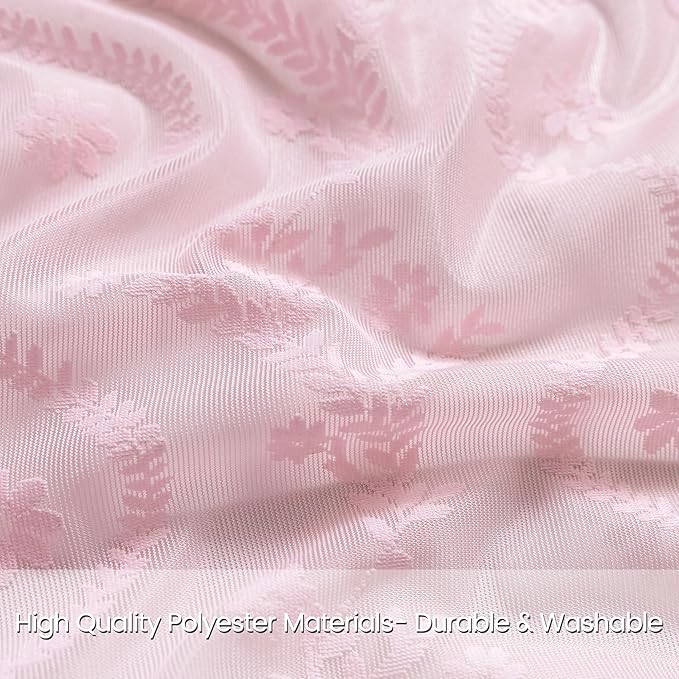 WAZZIO Boho Lace Curtains 84 Inch 2 Panels -Sheer Panel Drape Floral Pattern & Tassel Light Filtering Privacy for Bedroom Dining Living Room,Princess Pink Girl Bedroom Decor,Pale Pink,W52 x 84L