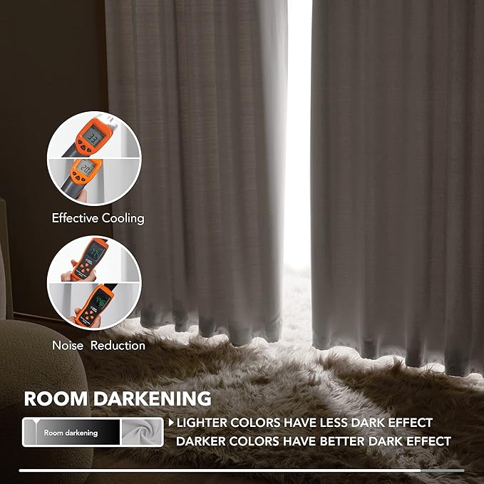 Deconovo Blackout Curtain Panels for Kids Bedroom Room Darkening Back Tab and Rod Pocket Curtains 42Wx72L Inch Greyish White 2 Panels
