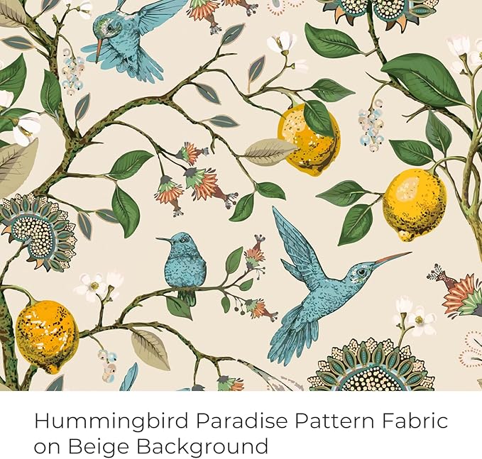 Topfinel Beige Vintage Floral Curtains 84 Inch Long Luxury Whimsical Euro Flower Lemon Hummingbird Patterned Waverly Mid Century Colorful Blackout Drapes for Living Room Bedroom