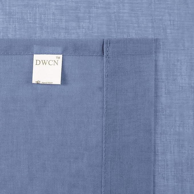 DWCN Sheer Curtains Semi Transparent Voile Rod Pocket Curtains for Bedroom and Living Room, Dusty Blue, 52 x 84 inches Long, Set of 2 Panels