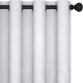 Deconovo Greyish White Curtains, Room Darkening Curtain, Thermal Insulated Soundproof Drapes, Silver Branch Print, 52 x 63 Inch Long, Grommet Window Panels for Living Room Bedroom Nursery, Set of 2