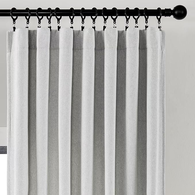 Joydeco Faux Linen Curtains 96 Inches Long 2 Panels Set for Bedroom Living Room, 52 inch Wide Light Filtering Drapes with Back Tab & Rod Pockets (52x96 inch, Greyish White)