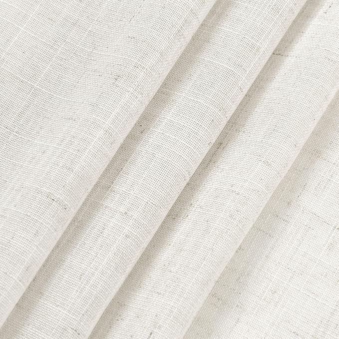 Nanspring Extra Long Beige White Curtains 105 Inch Long 2 Panels for Living Room Extra Long Back Tab Neutral Farmhouse Light Transmitting Semi Transparent Linen Curtains for Large Windows