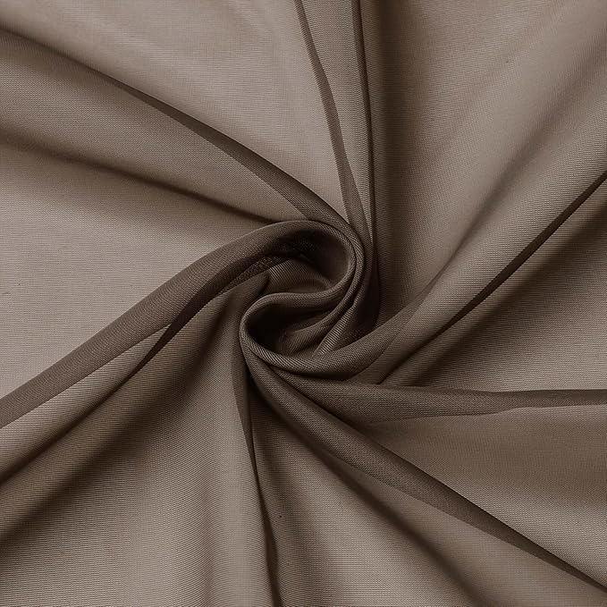 Cafe Curtains 36 Inch Length Tier 2 Pieces, Modern Soft Airy Sheer Kitchen Short Curtains for Small Window, Rod Pocket Small Curtain for Bathroom Basement, Chocolate, Each, 42"Wx36"L Inches