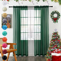 youleyar Solid Sheer Rod Pocket Curtain Voile Draperies 2 Panels White Beige Black Foliage Green 70 Inch Width 84 Inch Long 1 Pair for Kitchen Bedroom Children Living Room Yard(Foliage Green,70Wｘ84L)