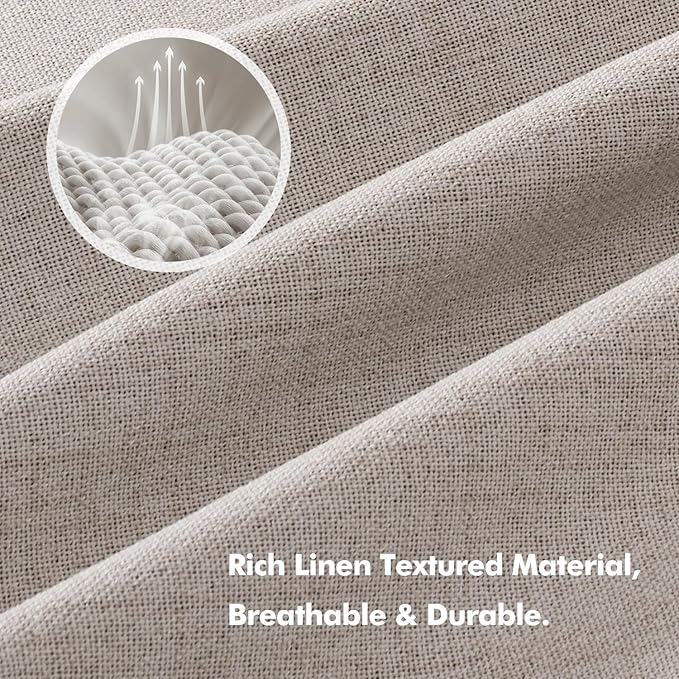 MIULEE 100% Blackout Linen Curtains for Bedroom, Ivory Solid Luxury Decor Thermal Insulation Room Darkening Drapes for Living Room Nursery Back Tab Rod Pocket 42 x 108 Inches, 2 Panels