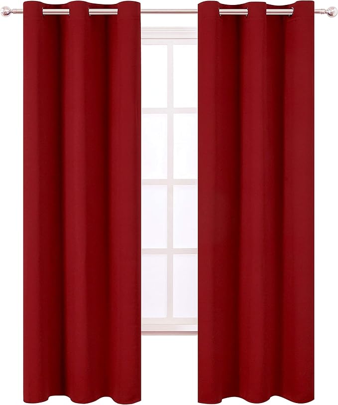 LEMOMO Red Thermal Blackout Curtains/42 x 95 Inch/Set of 2 Panels Room Darkening Curtains for Bedroom
