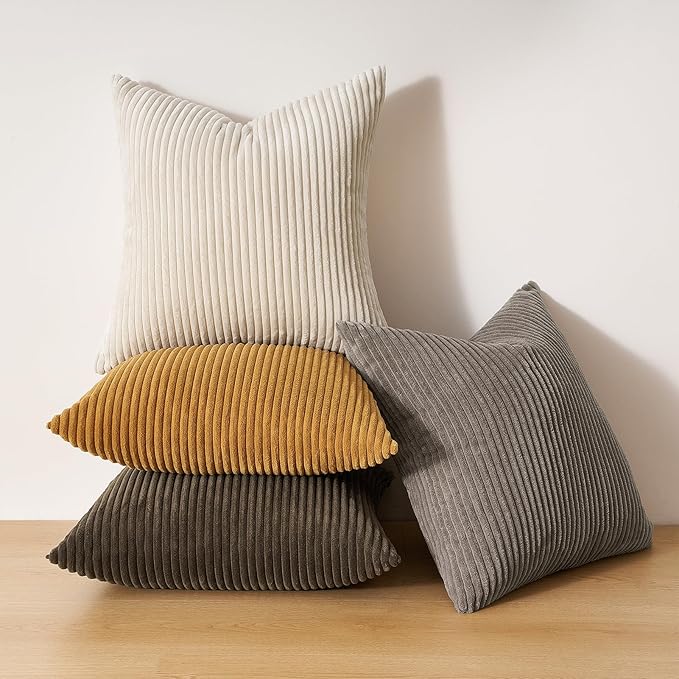 Topfinel Decorative Brown Throw Pillow Covers Cushion Cases, Set of 4 Soft Velvet Modern Double-Sided Designs, Rustic Fall Home Decor, Pillow Inserts Not Included 18x18 inch