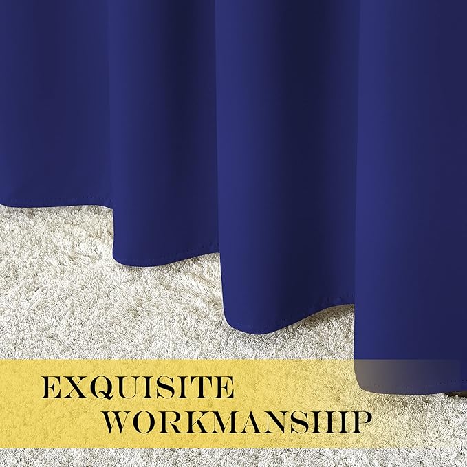 NICETOWN Blackout Curtains Panels for Bedroom - 3 Pass Microfiber Noise Reducing Thermal Insulated Solid Ring Top Blackout Window Drapes (2 Panels, 66 x 84 Inch, Navy Blue)