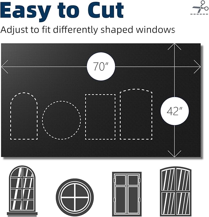 NIGHTON Portable Blackout Curtains 42"×70", Strong Hook and Loop Tape Strips with Adhesive, Cuttable Blackout Window Cover, 100% Black Out Material Blinds for Baby Nursery or Travel - Black