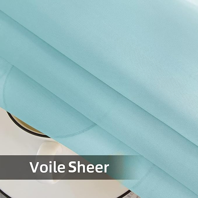 youleyar Solid Sheer Rod Pocket Curtain Voile Draperies 2 Panels White Beige Black Grey Ivory 52 Inch Width 84 Inch Long 1 Pair for Kitchen Bedroom Children Living Room Yard (Sky Blue,52Wｘ84L)