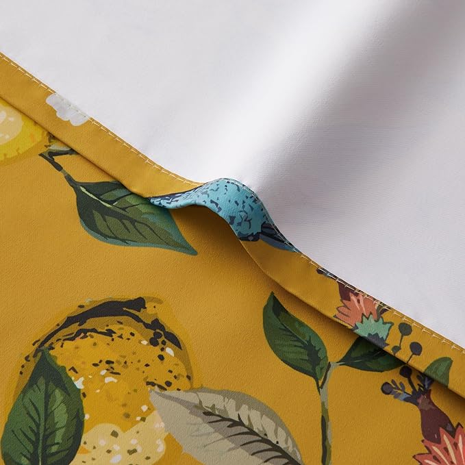 94 Inches Long Custom Satin Window Treatments,Retro Art Deco Floral Hummingbird Patterned Pretty Elegant Mustard Yellow Light Blocking Grommet Curtains Two Pages Curtains for Bedroom Playroom Room