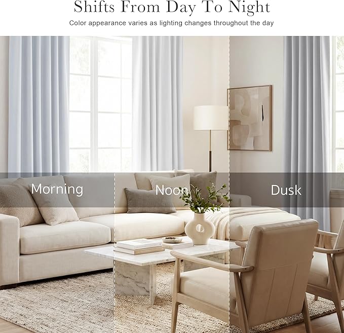 PONY DANCE White Curtains for Small Window Energy Efficiency Room Darkening Curtains for Kids Nursery/Dining Room/Bathroom, W 34 x L 36 inch per Panel, Grayish White, 2 Panels