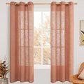 LAMIT Terracotta Linen Curtains 72 Inches Long for Living Room, Light Filtering Semi Sheer Panels Bronze Grommet Rustic Boho Fall Decor Window Drapes for Bedroom/Farmhouse, 2 Panels, 34 x 72 Inch