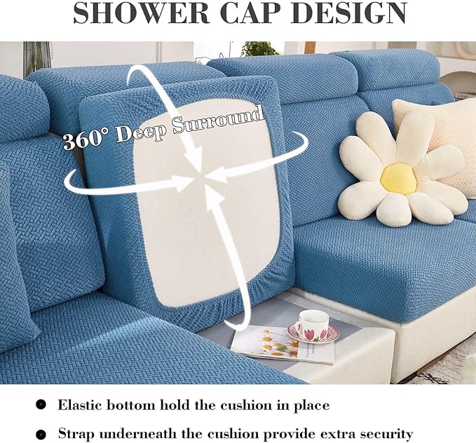 Sofa Covers Couch Covers for Sofa Pet Friendly Couch Cushion Covers Universal Sofa Covers Washable Stretch Slipcovers for Sectional Sofa (Texture Blue,Back Cover L)