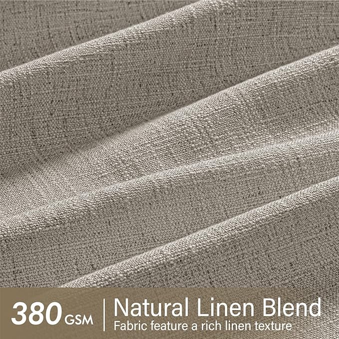 MIULEE Pinch Pleated Thick Linen Curtains 84 Inches Long 2 Panels for Living Room Bedroom, Linen Textured Memory Trained Drapes Pleat Back Tab Light Filtering Taupe Window Curtains with Hooks&Rings