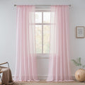 FMFUNCTEX Linen Sheer Curtains for Bedroom, Pink Curtains 84 inches Long for Living Room, Blush Pink Farmhouse French Flax Blend Window Draperies, Rod Pocket 2 Panels Set
