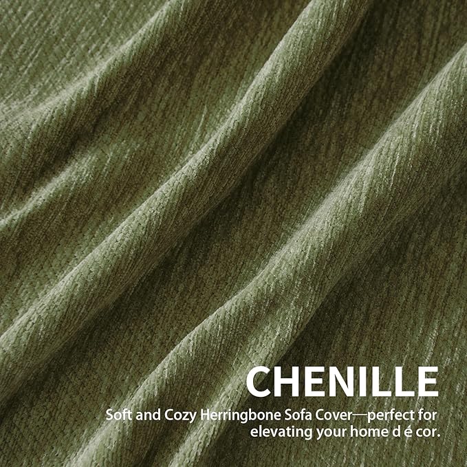 Couch Cover for Dogs, Boho Sofa Covers for 3 Cushion Couch, Chenille Sofa Slipcover for Pets Washable, L-Shape Sectional Couch Loveseat Cover Soft Throw Blankets with Tassels(71x134,Green)