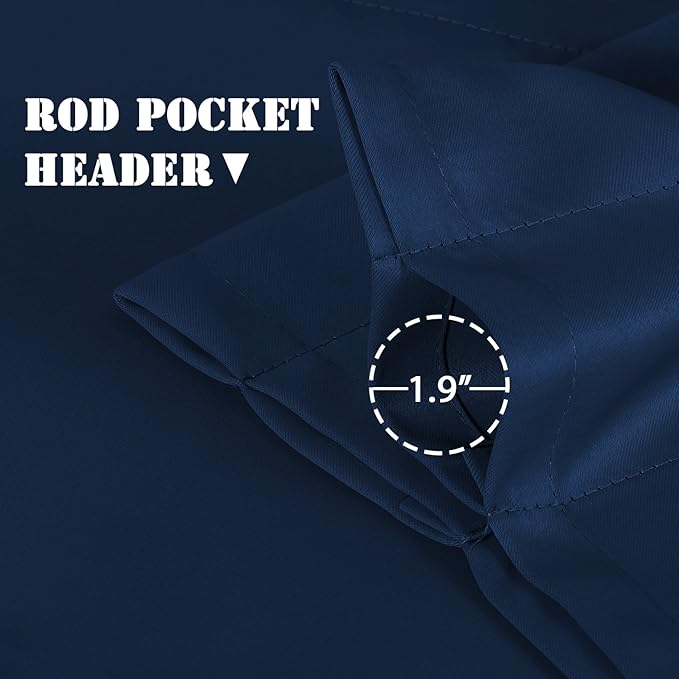 H.VERSAILTEX Blackout Valances for Windows,Navy Blue Kitchen Valance Curtains for Living Room/Bedroom/Bathroom/Basement Privacy Rod Pocket Short Window Valance Curtains, 4 Panels 52" W x 18,Navy