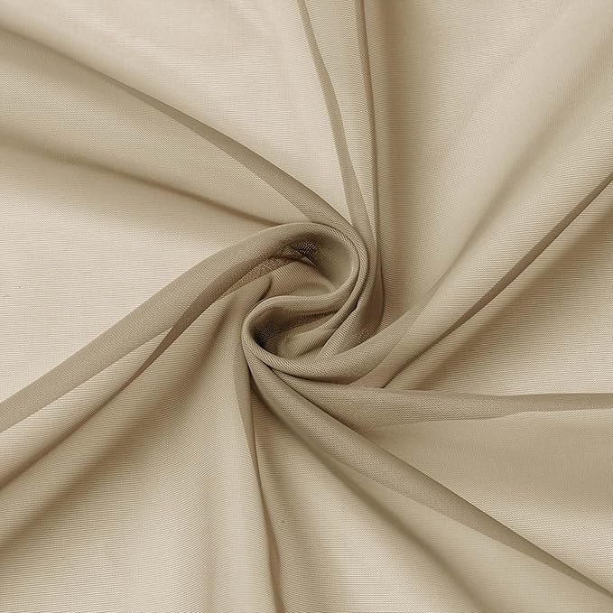Taupe Kitchen Curtains 30 Inch Length Tier 2 PCS, Solid Soft Airy Half Curtains for Windows, Taupe Sheer Rod Pocket Drapes for Bathroom Basement Small Window, 42" Wx30 L Inches