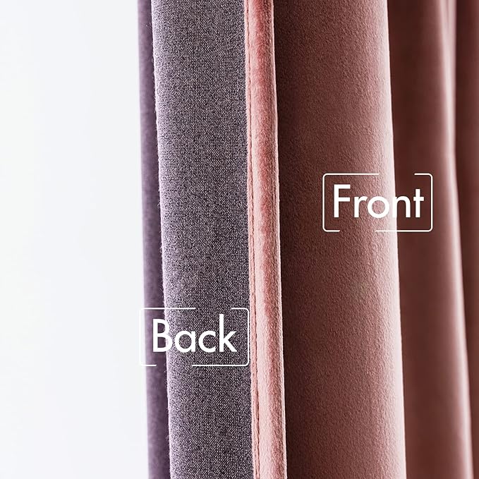MIULEE Velvet Curtains 84 inches 2 Panels - Luxury Blackout Curtains for Bedroom Living Room Thermal Insulated Super Soft Window Drapes Rod Pocket & Back Tab, Dusty Rose Pink, W52 x L84 inches