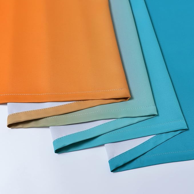 Yakamok Ombre Blue and Orange Curtains for Bedroom, Gradient Room Darkening Curtains, Grommet Thermal Insulated Light Blocking Window Drapes/Curtain for Living Room,52 x 72 Inch,2 Panels