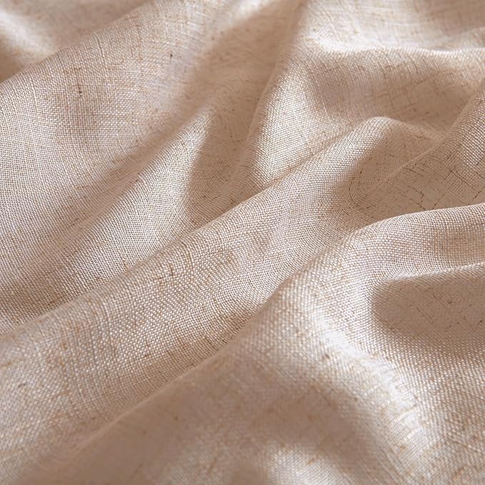 MIULEE Natural Beige Linen Curtains 108 Inches Long 2 Panels for Bedroom Living Room, Soft Linen Textured Window Drapes Semi Sheer Light Filtering Back Tab Rod Pocket Farmhouse Burlap Look Decor