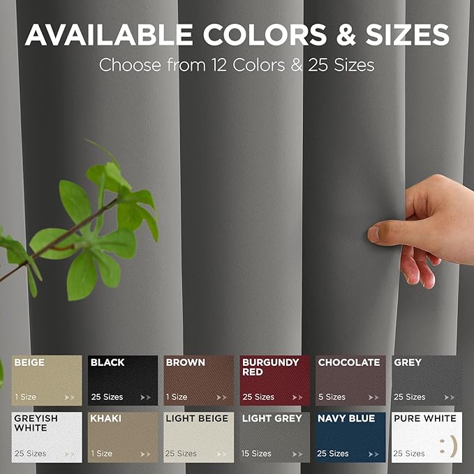 Joydeco Blackout Patio Sliding Door Curtains 96 Inches Long, Grommet Privacy Room Divider Curtains, Extra Wide Thermal Blackout Drapes for Bedroom Living Room (Light Grey, 100Wx96L, 1 Panel)
