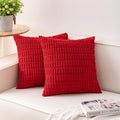 Pack of 2 Christmas Red Corduroy Decorative Throw Pillow Covers 22x22 Inch Soft Striped Pillow Covers Modern Farmhouse Home Decor for Sofa Living Room Couch Bed（Red）
