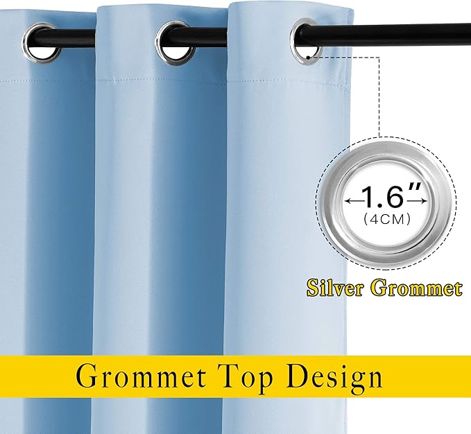 NICETOWN Blackout Curtains 54 Long - Window Treatment Thermal Insulated Solid Grommet Blackout Curtains/Panels/Drapes for Bedroom (Blue, Set of 2, 66 by 54 Inch)