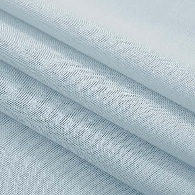 Sky Blue Curtains 120 inch Length for Bedroom Back Tab Light Filtering Semi Sheer Blue Living Room Curtains Linen Cotton Textured Drapery Panel Aesthetic Decor Light Blue 52x120