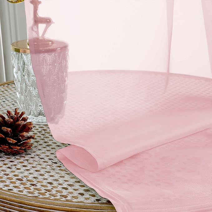 OVZME Blush Pink Sheer Curtains 72 Inches Long 2 Panels Set, Light Filtering Sheer Curtains for Living Room Bedroom 59 Inch Extra Wide, Modern Voile Filmy Rod Pocket Window Drapes, 59Wx72L Inches