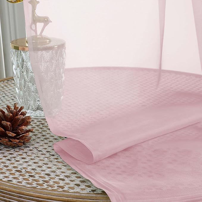 Blush Sheer Curtains 90 Inches Long 2 Panels Set for Bedroom Living Room, Soft Airy Light Filtering Modern Solid Rod Pocket Drapes Window Treatments, Blush, Each 59" W x 90" L