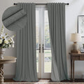 Thick Blackout Curtains for Living Room 2 Panels Set 90 Inches Long Faux Linen Grey Room Darkening Curtains for Bedroom Heavy Deadening Soundproof Drape for Window Doorway 90 Length Charcoal Dark Gray