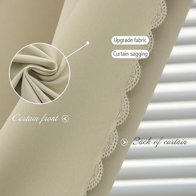 Self Adhesive Portable Blackout Curtains for Bedroom Easy to Install Window Thermal Lnsulated Kitchen Room Darkening Small Window Curtains, 59" W X 96" L, Beige, 1 Panel