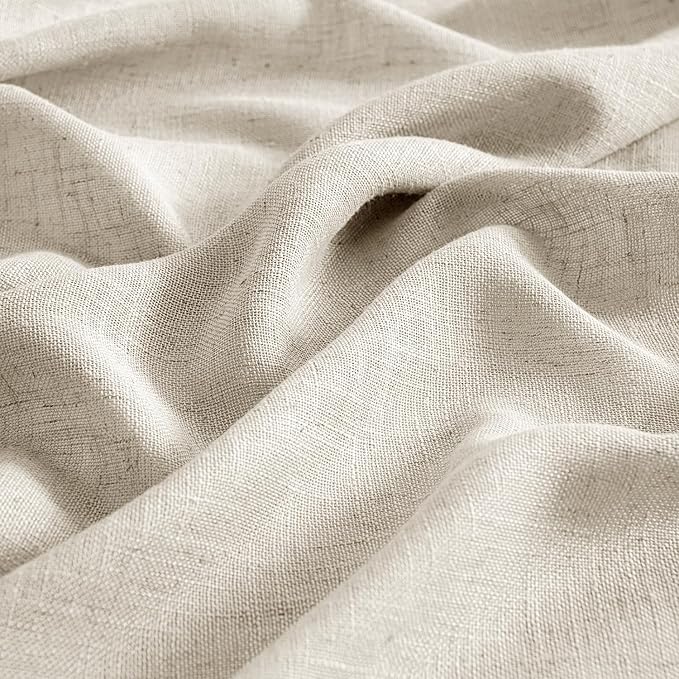 MIULEE Cream Linen Curtains 108 Inches Long 2 Panels for Bedroom Living Room, Soft Linen Textured Window Drapes Semi Sheer Light Filtering Back Tab Rod Pocket Farmhouse Modern Burlap Look Decor