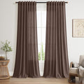 Nanspring Cappuccino Linen Blend Light Filtering Back Tab Curtains 96 Inches Long, Semi Sheer Privacy Drapes for Living Room & Bedroom, 52x96 inch, 2 Panels