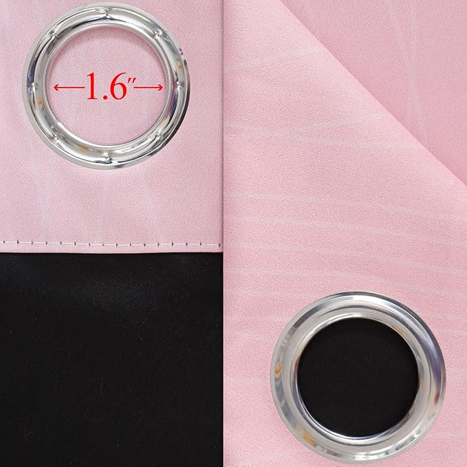Estelar Textiler Pink and Grey Ombre Blackout Curtains 90 Inches Long 2 Panels Set,Thermal Insulated Drapes for Bedroom, Full Light Blocking Energy Saving Grommet Curtains for Living Room,52Wx90L