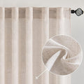 MIULEE Natural White Linen Curtains 63 Inch Length 2 Panels for Bedroom Living Room, Soft Thick Linen Textured Kitchen Window Drapes Semi Sheer Light Filtering Back Tab Rod Pocket Burlap Look Decor