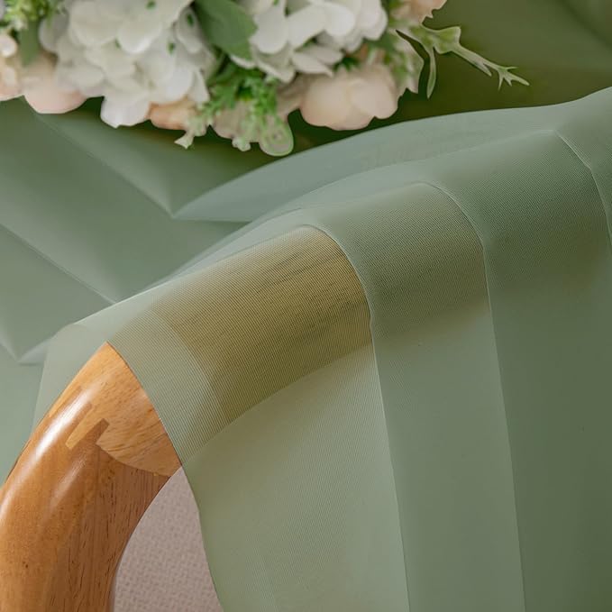 Simplebrand Sage Green Sheer Curtains, 72" Length, 2 Panels Set - Light Filtering, Rod Pocket Window Curtains for Bedroom (Sage Green, 59" W x 72" L)
