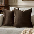 GIGIZAZA Brown Velvet Pillow Covers 26x26,Square Solid Throw Pillow Covers Decorative Modern Pillows Big Vintage Cases for Couch Pack of 2