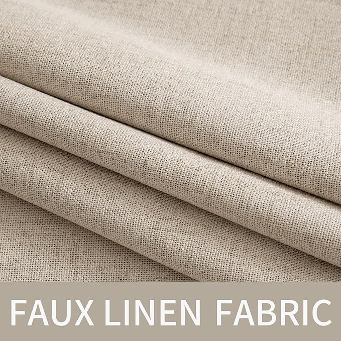 MIULEE Linen Textured Curtains for Bedroom Solid 100% Blackout Thermal Insulated Taupe Grommet Room Darkening Curtains & Drapes Luxury Decor for Living Room Nursery 52 x 45 Inch (2 Panels)